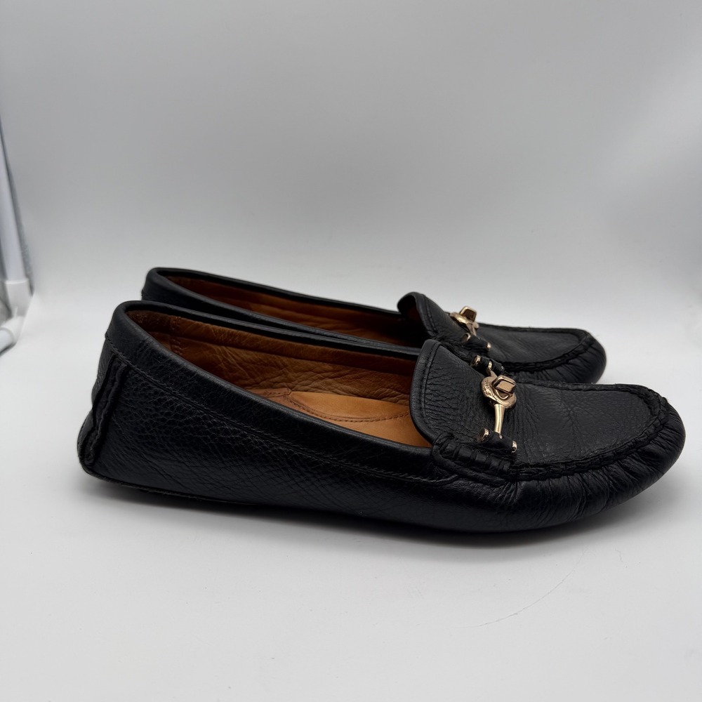 Coach Arlene Black Pebbled Leather Horsebit Turnlock Loafers Driving Mocs 8B